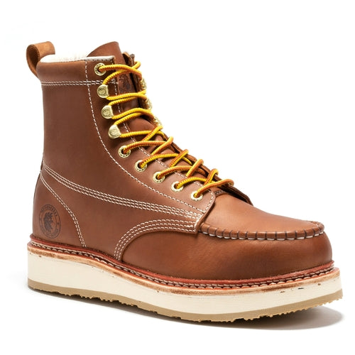 ROCKROOSTER Norwood Men's 6 inch Brown steel toe wedge work boots with