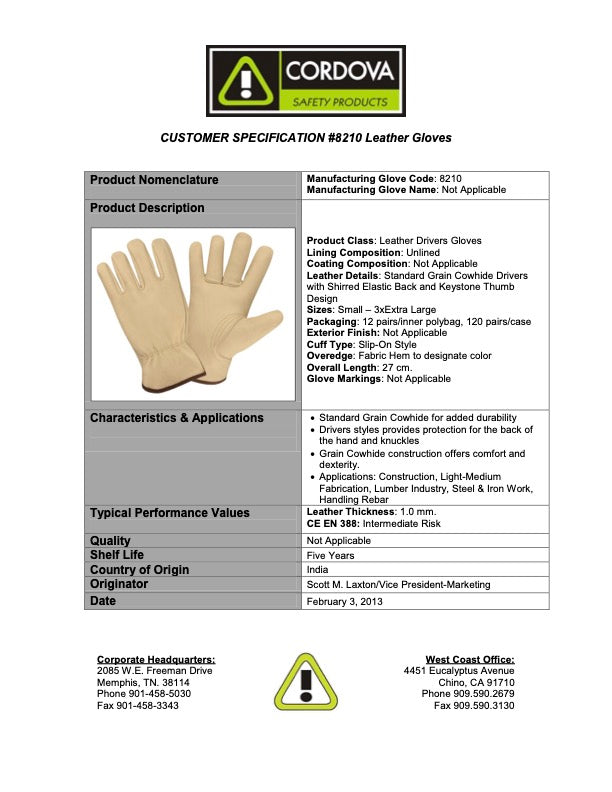 Cowhide, Grain Leather , Unlined, Shirred Elastic Back, Keystone Thumb