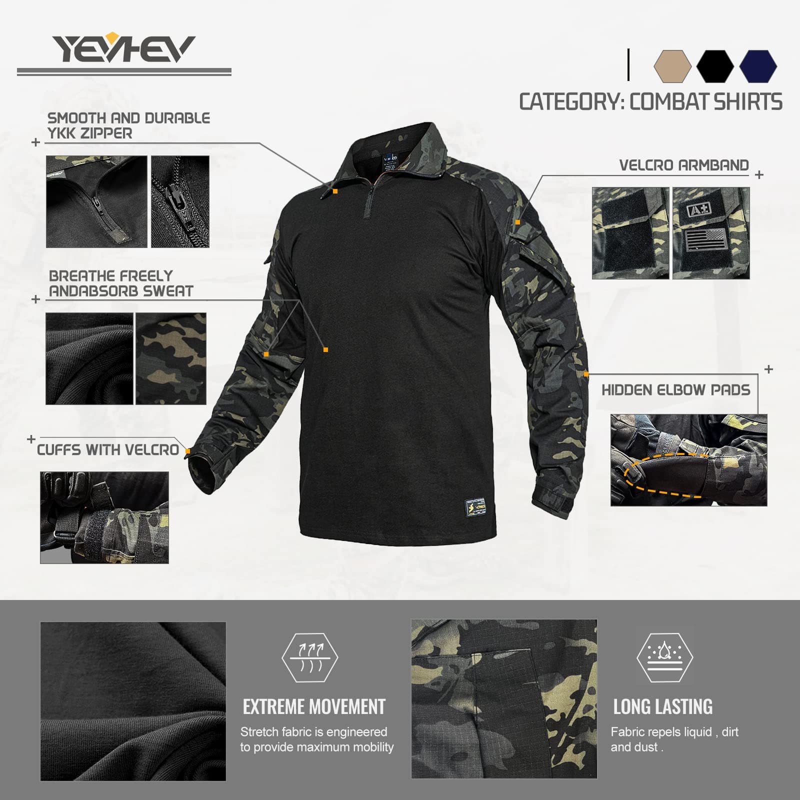 Army Tactical Desert Combat Shirt With Elbow Pad - G3