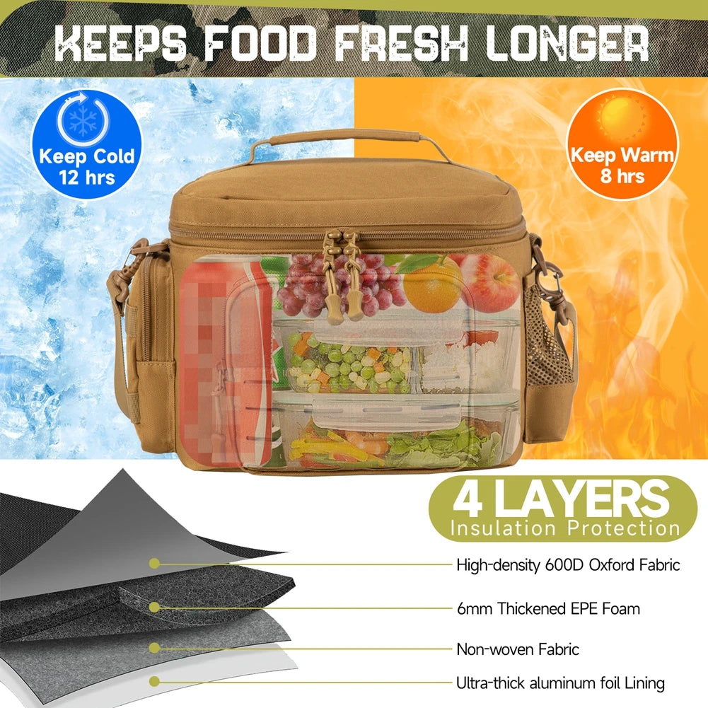 Tactical Lunch Bag for Men Outdoor Heavy Duty Lunch Box Work Leakproof