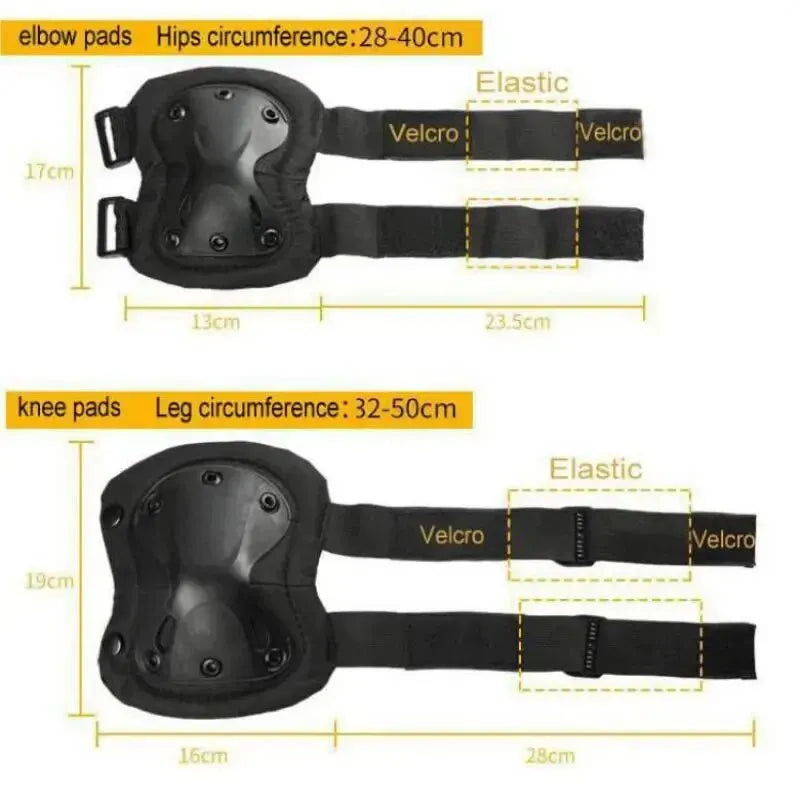 Outdoor Tactical Protective Gear Set Of 4 Knee Pads Elbow Pads For