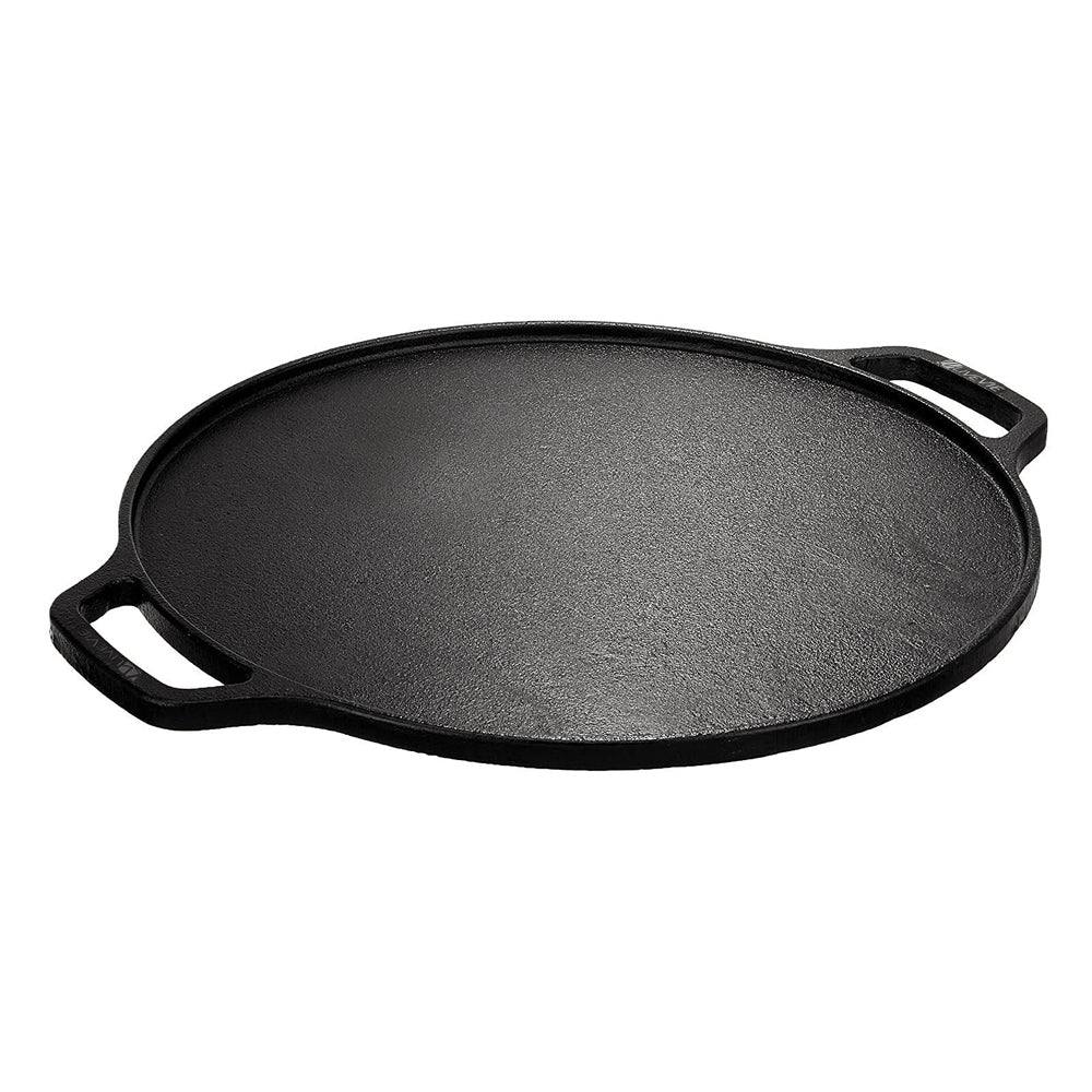 Cast Iron Tawa 12 Inch with Double Handle Pre-Seasoned Flat Tawa for