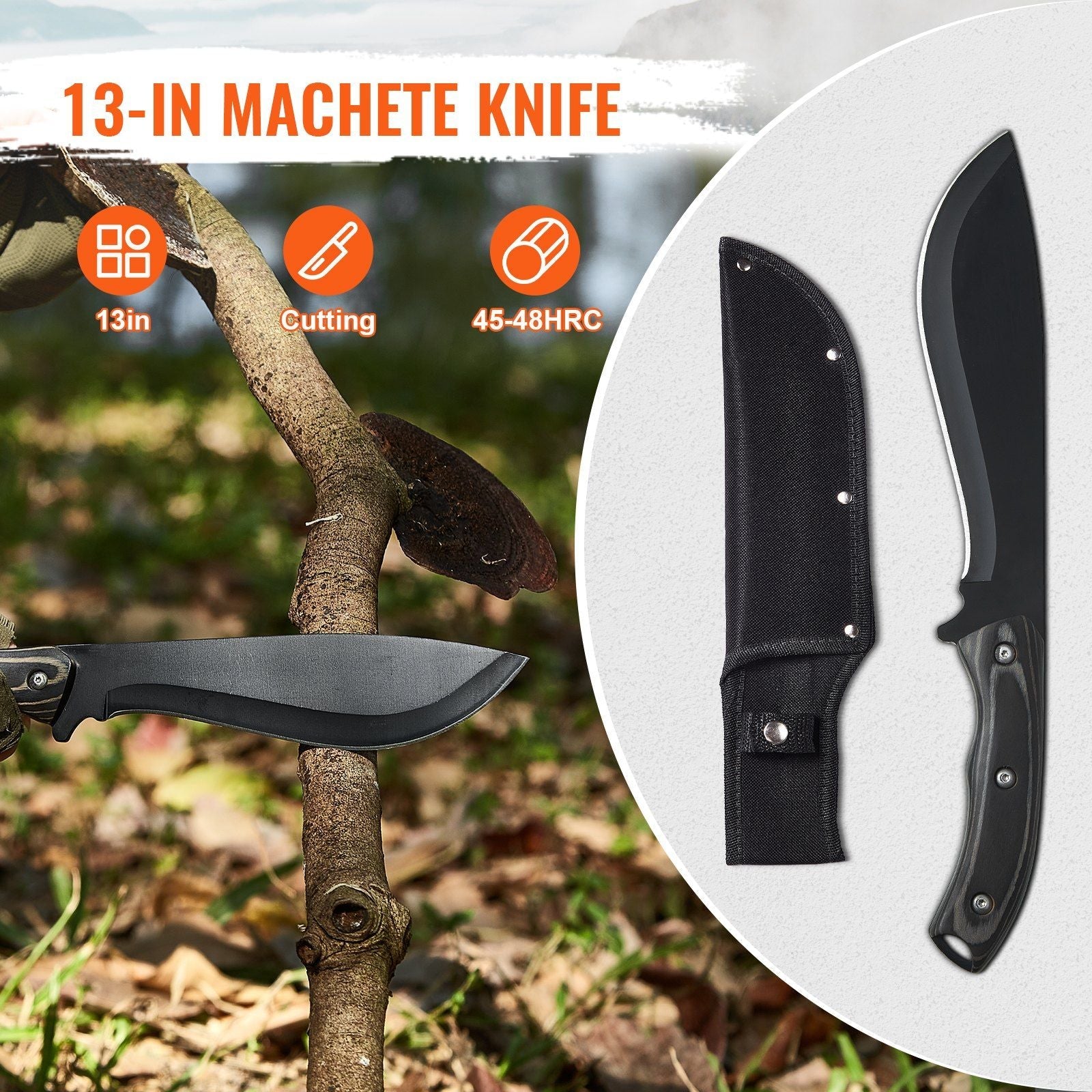 Hunting Knife and Hatchet Axe Combo Set Sheath Fixed Blade Knife