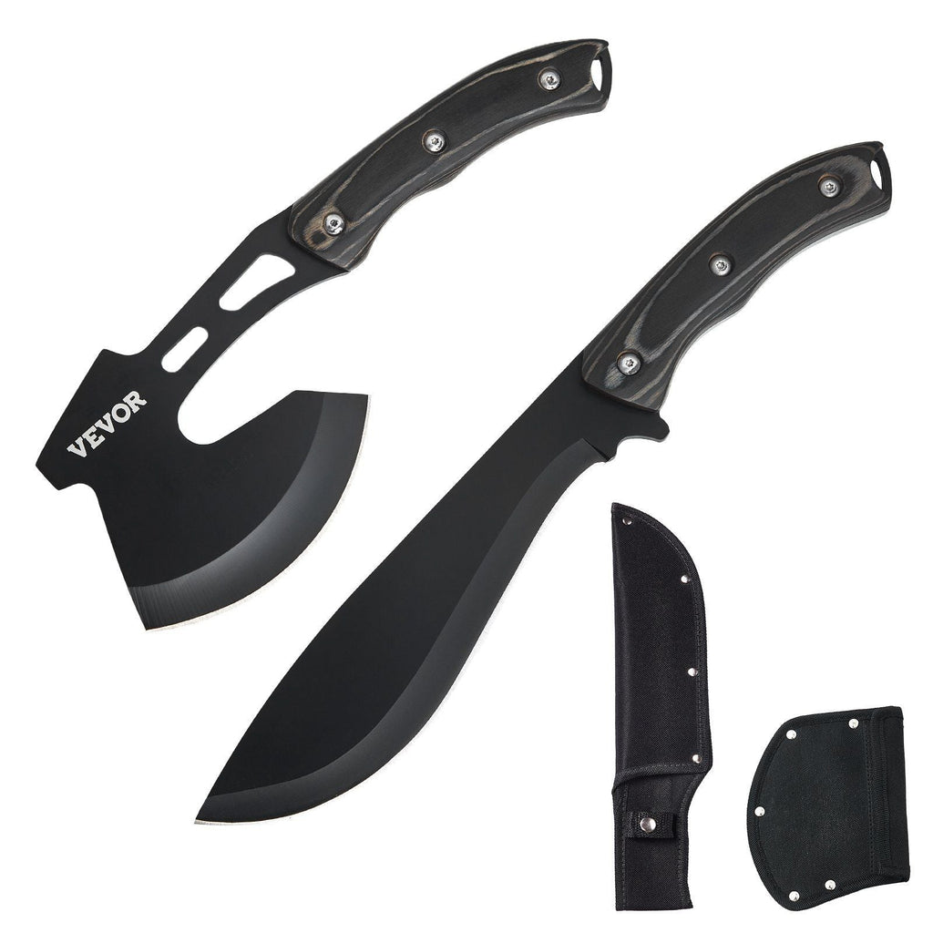 Hunting Knife and Hatchet Axe Combo Set Sheath Fixed Blade Knife