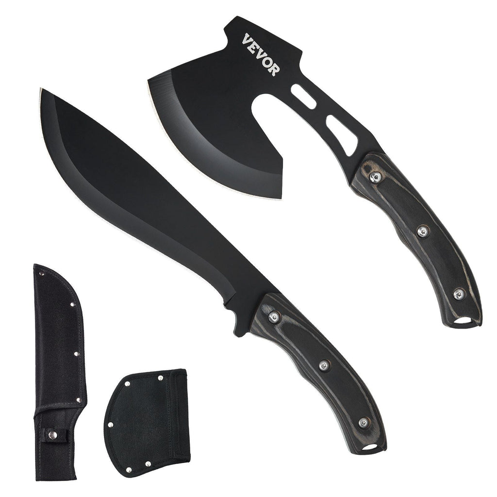 Hunting Knife and Hatchet Axe Combo Set Sheath Fixed Blade Knife