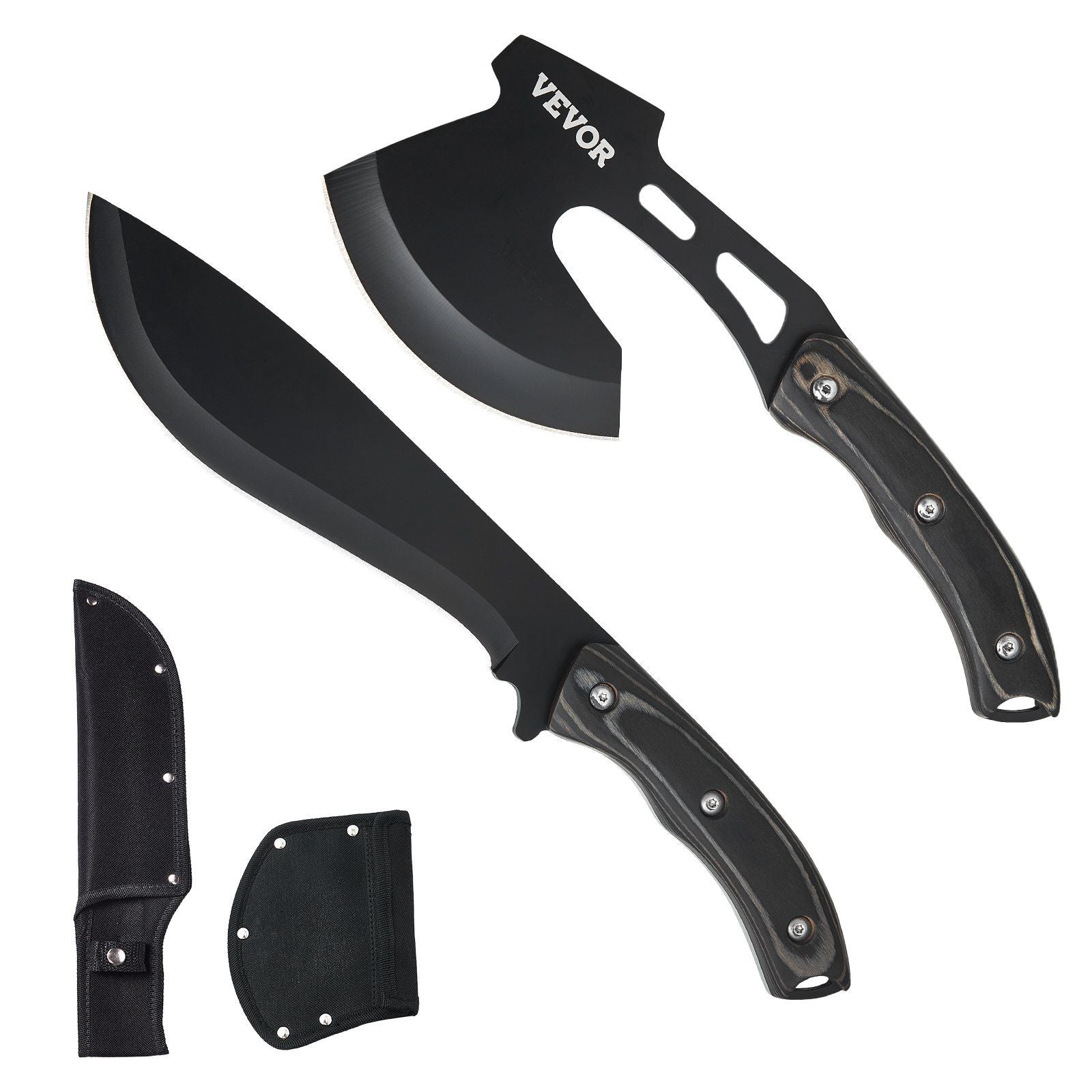 Hunting Knife and Hatchet Axe Combo Set Sheath Fixed Blade Knife