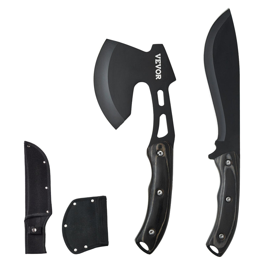 Hunting Knife and Hatchet Axe Combo Set Sheath Fixed Blade Knife