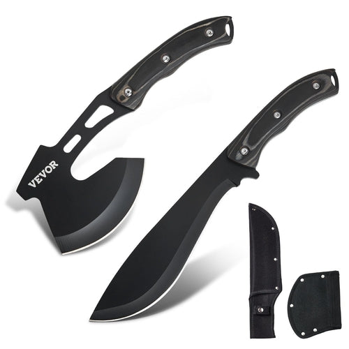 Hunting Knife and Hatchet Axe Combo Set Sheath Fixed Blade Knife
