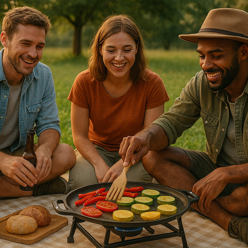 Cast Iron Tawa 12 Inch with Double Handle Pre-Seasoned Flat Tawa for
