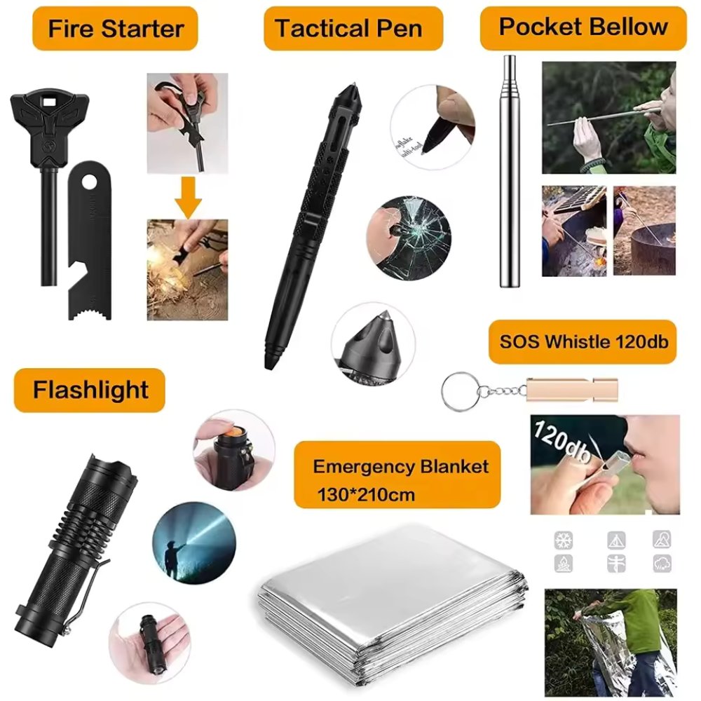 31 in 1 Outdoor Emergency Survival Gear Kit Camping Tactical Tools