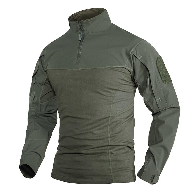 Military Assault T-shirts Mens Long Sleeve Crew-Neck Airsoft Tactical