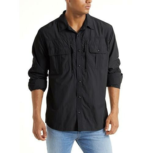 Summer Tactical Shirts Men's Mesh Breathable Long Sleeve Multi-Pockets