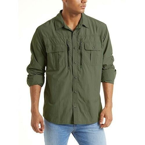 Summer Tactical Shirts Men's Mesh Breathable Long Sleeve Multi-Pockets
