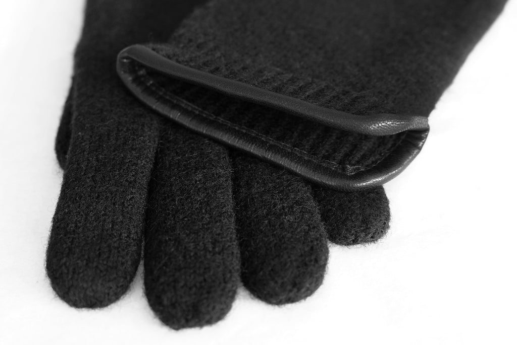 tittimitti® 100% Virgin Wool Unisex Gloves with Genuine Leather Trim.
