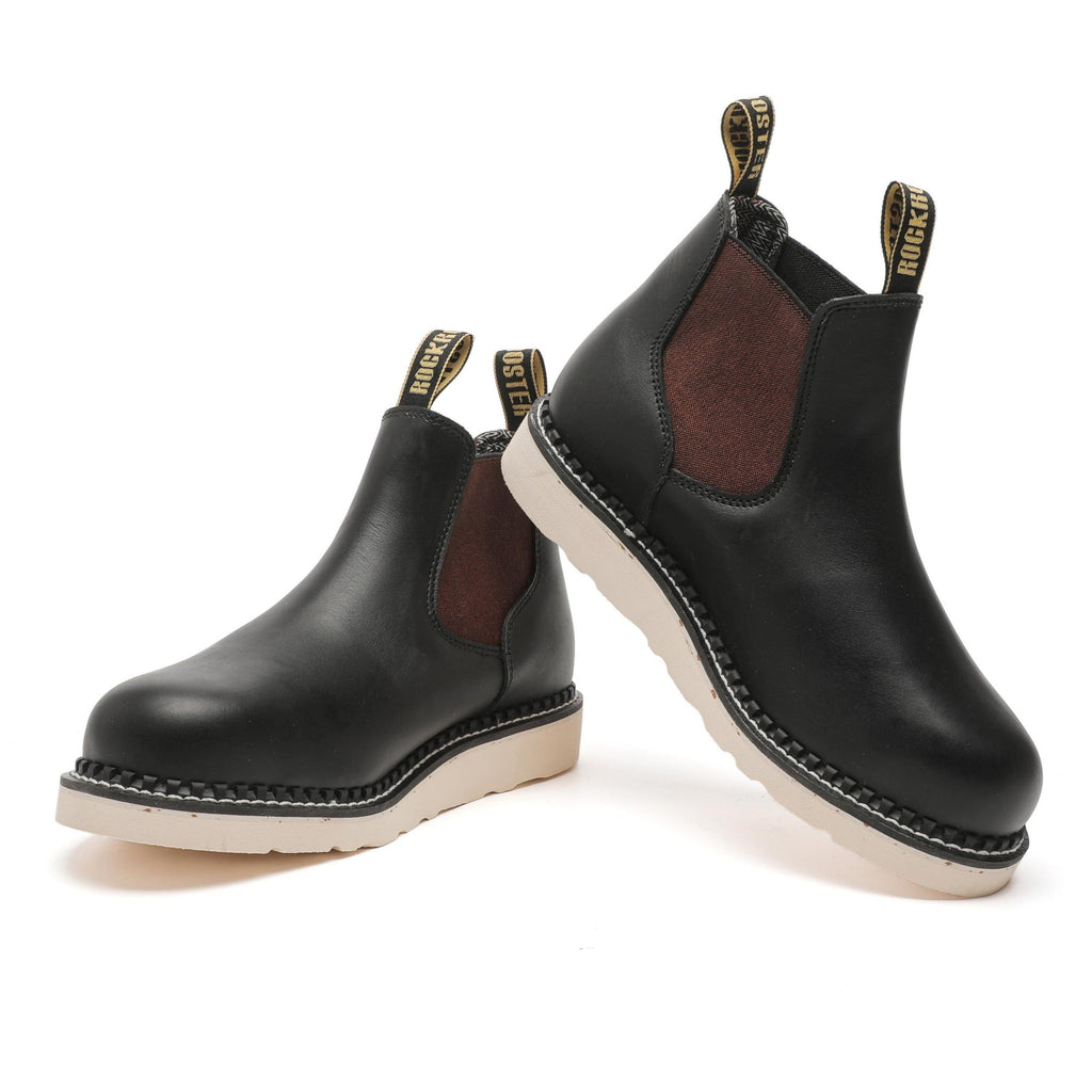 ROCKROOSTER Trinidad Men's 6" Black Steel Toe Wedge Work Boots